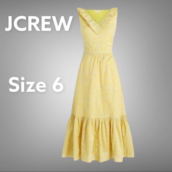NWT JCrew Ruffle floral yellow dress 6  - Picture 1 of 9